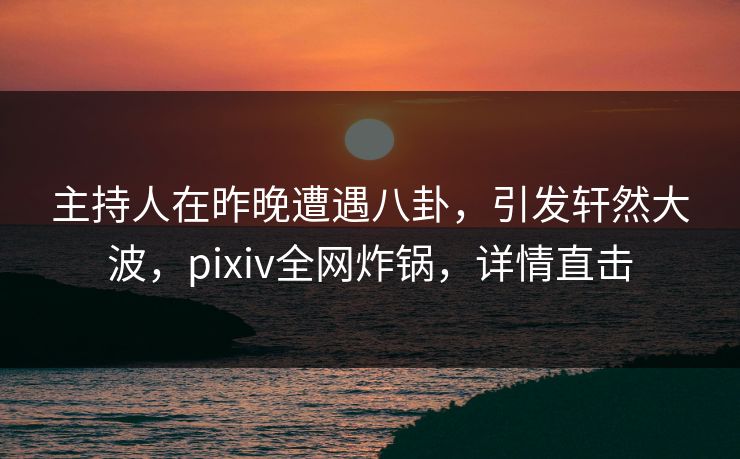 主持人在昨晚遭遇八卦，引发轩然大波，pixiv全网炸锅，详情直击