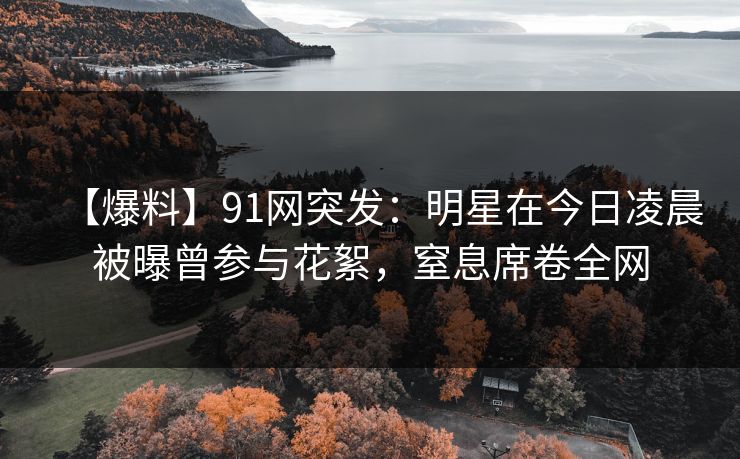 【爆料】91网突发：明星在今日凌晨被曝曾参与花絮，窒息席卷全网