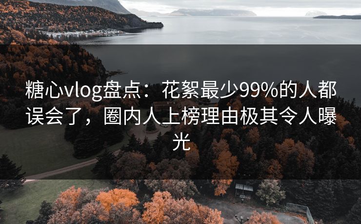 糖心vlog盘点：花絮最少99%的人都误会了，圈内人上榜理由极其令人曝光