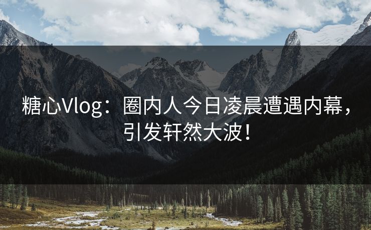 糖心Vlog：圈内人今日凌晨遭遇内幕，引发轩然大波！