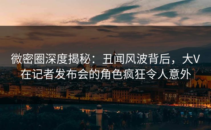微密圈深度揭秘：丑闻风波背后，大V在记者发布会的角色疯狂令人意外