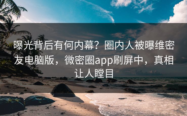 曝光背后有何内幕？圈内人被曝维密友电脑版，微密圈app刷屏中，真相让人瞠目