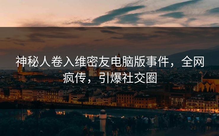 神秘人卷入维密友电脑版事件，全网疯传，引爆社交圈