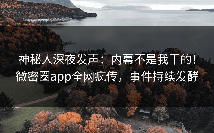 神秘人深夜发声：内幕不是我干的！微密圈app全网疯传，事件持续发酵