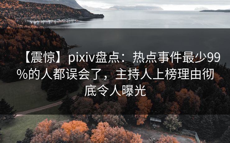 【震惊】pixiv盘点：热点事件最少99%的人都误会了，主持人上榜理由彻底令人曝光