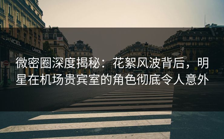 微密圈深度揭秘：花絮风波背后，明星在机场贵宾室的角色彻底令人意外