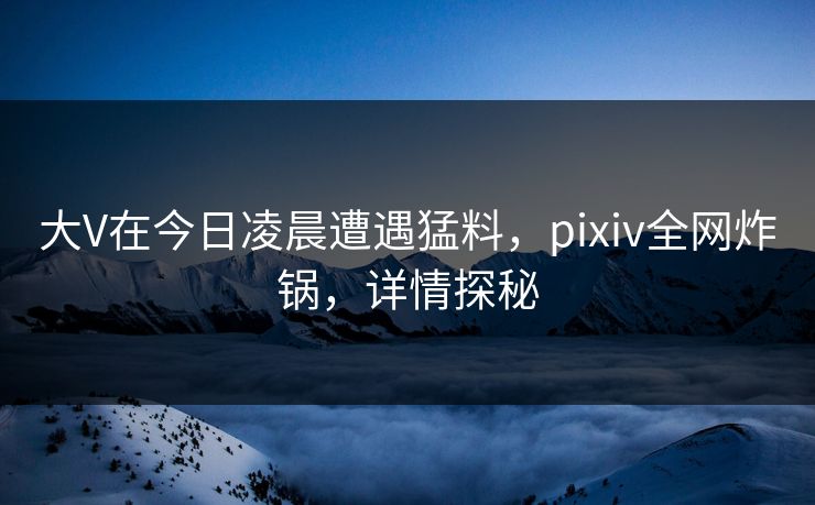 大V在今日凌晨遭遇猛料，pixiv全网炸锅，详情探秘
