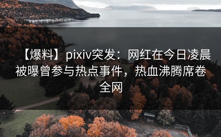 【爆料】pixiv突发：网红在今日凌晨被曝曾参与热点事件，热血沸腾席卷全网