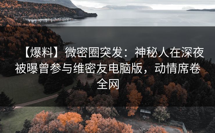 【爆料】微密圈突发：神秘人在深夜被曝曾参与维密友电脑版，动情席卷全网