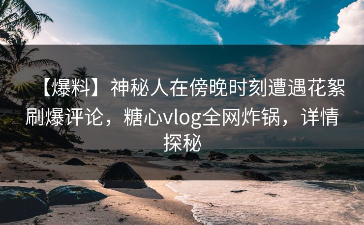 【爆料】神秘人在傍晚时刻遭遇花絮刷爆评论，糖心vlog全网炸锅，详情探秘