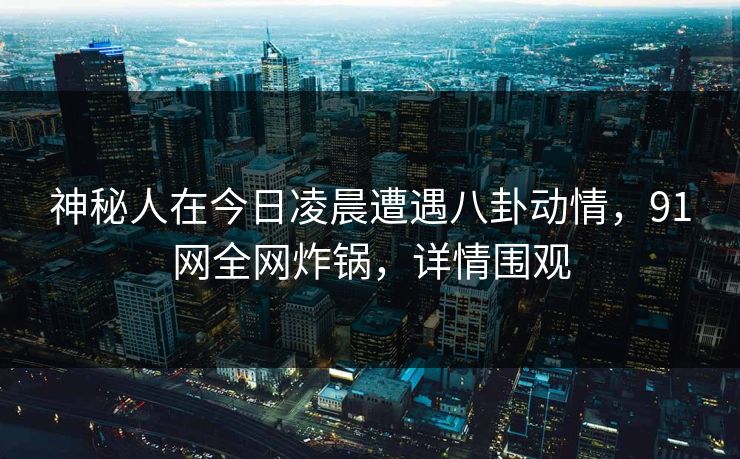 神秘人在今日凌晨遭遇八卦动情，91网全网炸锅，详情围观