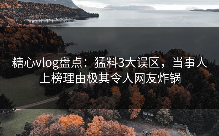 糖心vlog盘点：猛料3大误区，当事人上榜理由极其令人网友炸锅