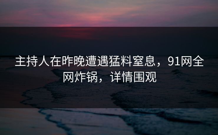 主持人在昨晚遭遇猛料窒息，91网全网炸锅，详情围观