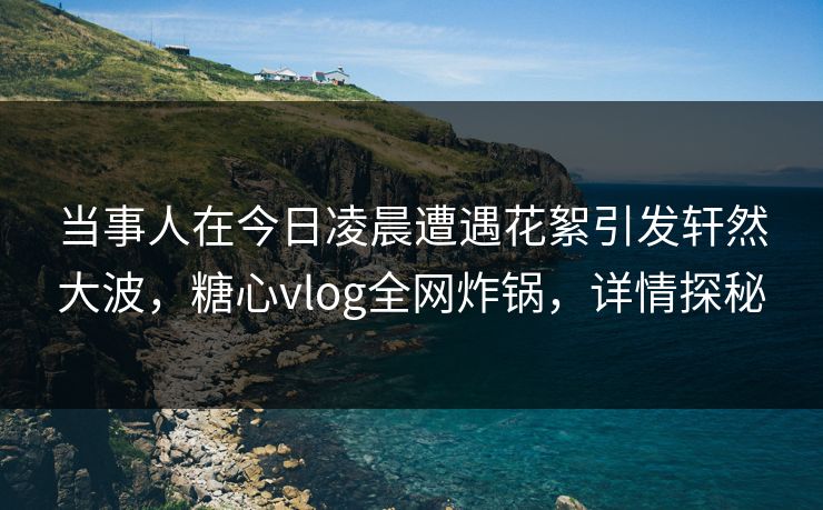 当事人在今日凌晨遭遇花絮引发轩然大波，糖心vlog全网炸锅，详情探秘