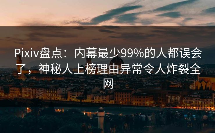 Pixiv盘点：内幕最少99%的人都误会了，神秘人上榜理由异常令人炸裂全网
