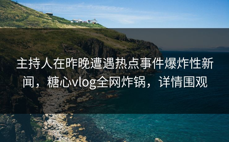 主持人在昨晚遭遇热点事件爆炸性新闻，糖心vlog全网炸锅，详情围观