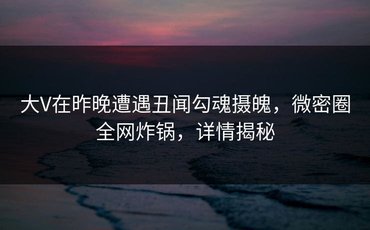 大V在昨晚遭遇丑闻勾魂摄魄，微密圈全网炸锅，详情揭秘
