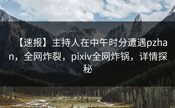 【速报】主持人在中午时分遭遇pzhan，全网炸裂，pixiv全网炸锅，详情探秘