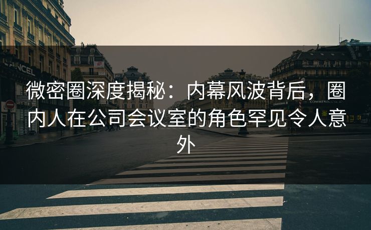 微密圈深度揭秘：内幕风波背后，圈内人在公司会议室的角色罕见令人意外