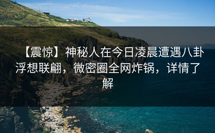 【震惊】神秘人在今日凌晨遭遇八卦浮想联翩，微密圈全网炸锅，详情了解
